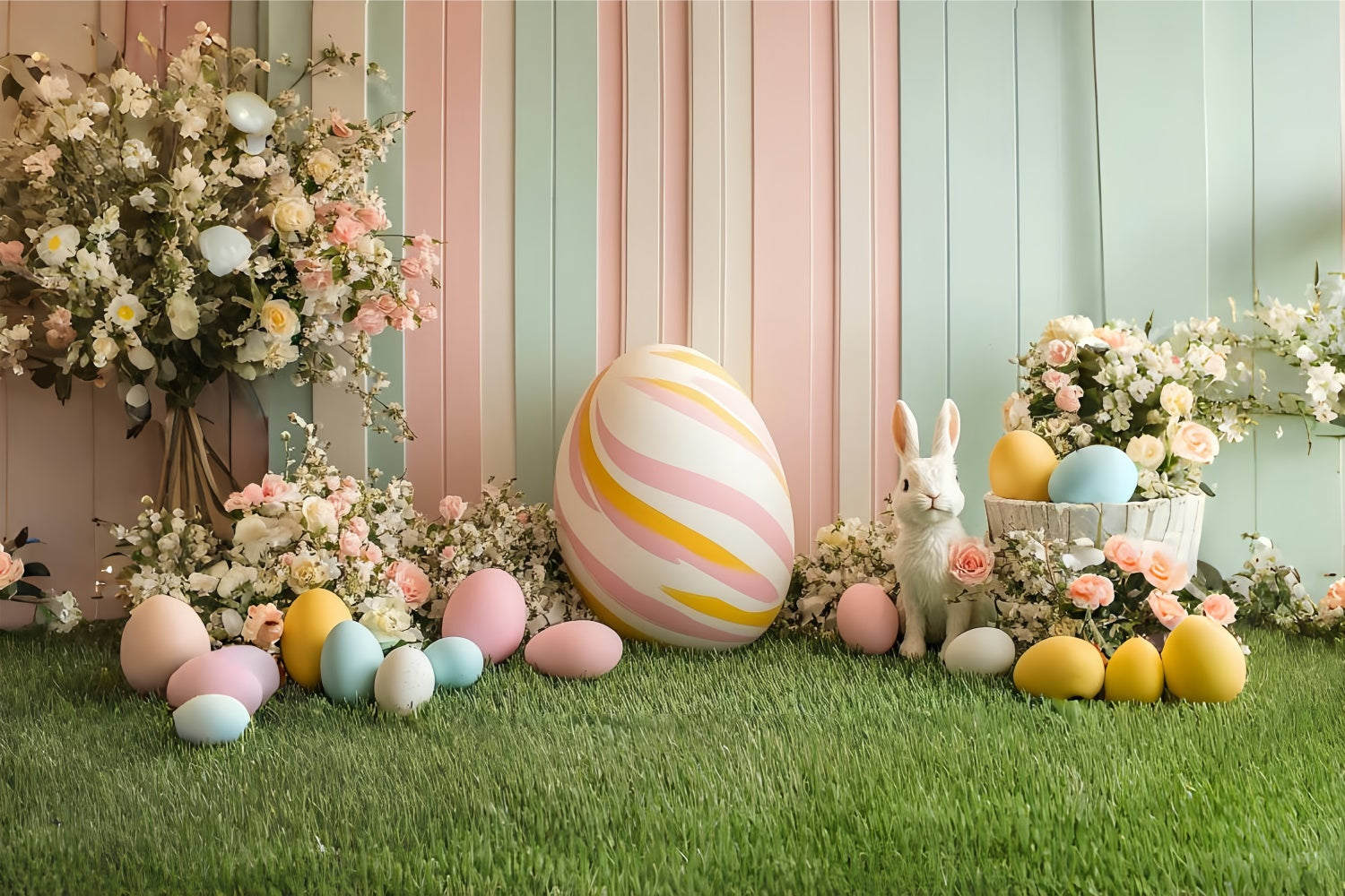 Toile de Fond Studio Photo Pâques Célébration Œufs Lapin Pastel CSH2-71