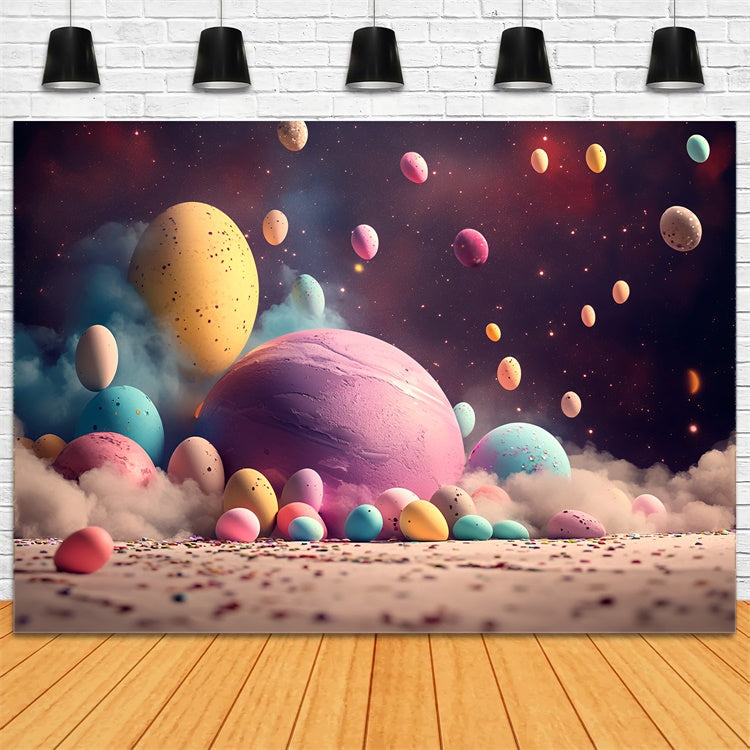 Toile de Fond Pâques Œufs Galactiques Fantaisie CSH2-73