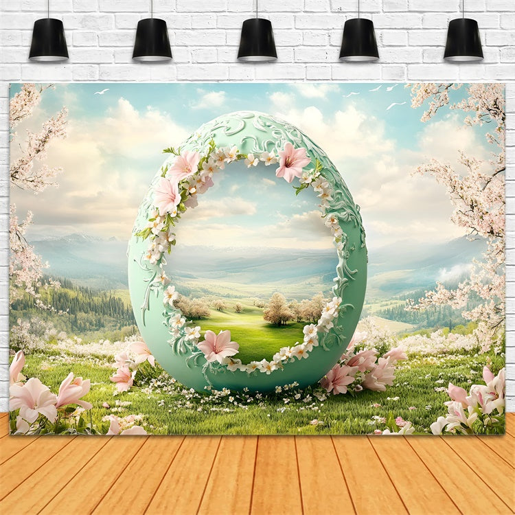 Toile de Fond Studio Photo Pâques Prairie Fleurie Œufs Pastel CSH2-74