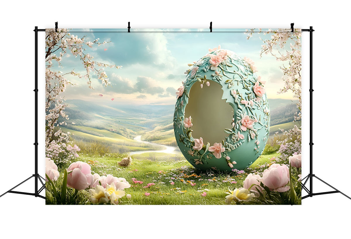 Toile de Fond Photo Pâques Œufs Sculptés Fleurie Fantaisie CSH2-75