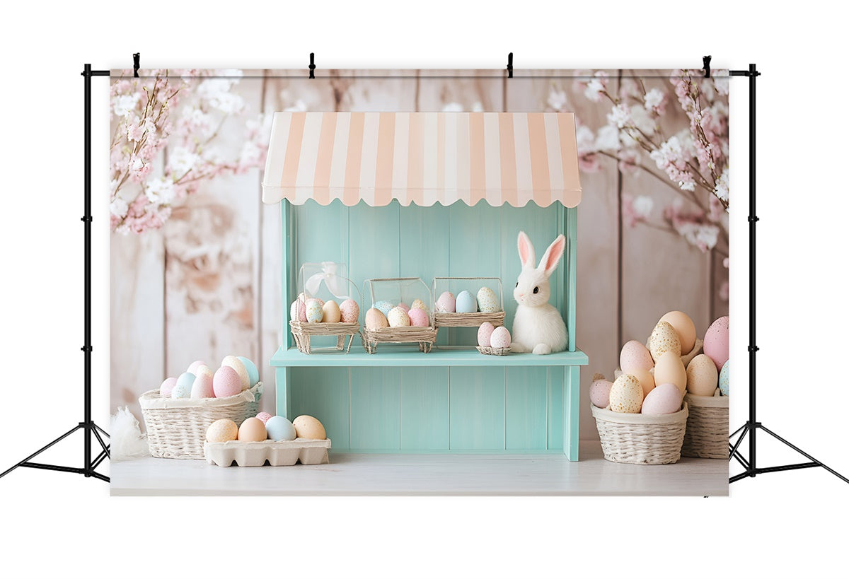 Toile de Fond Déco Pâques Magasin Œufs Lapin Floral CSH2-76