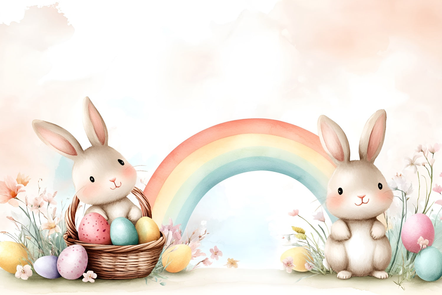 Toile de Fond Studio Photo Pâques Lapin Délicieux Arc-en-Ciel CSH2-77