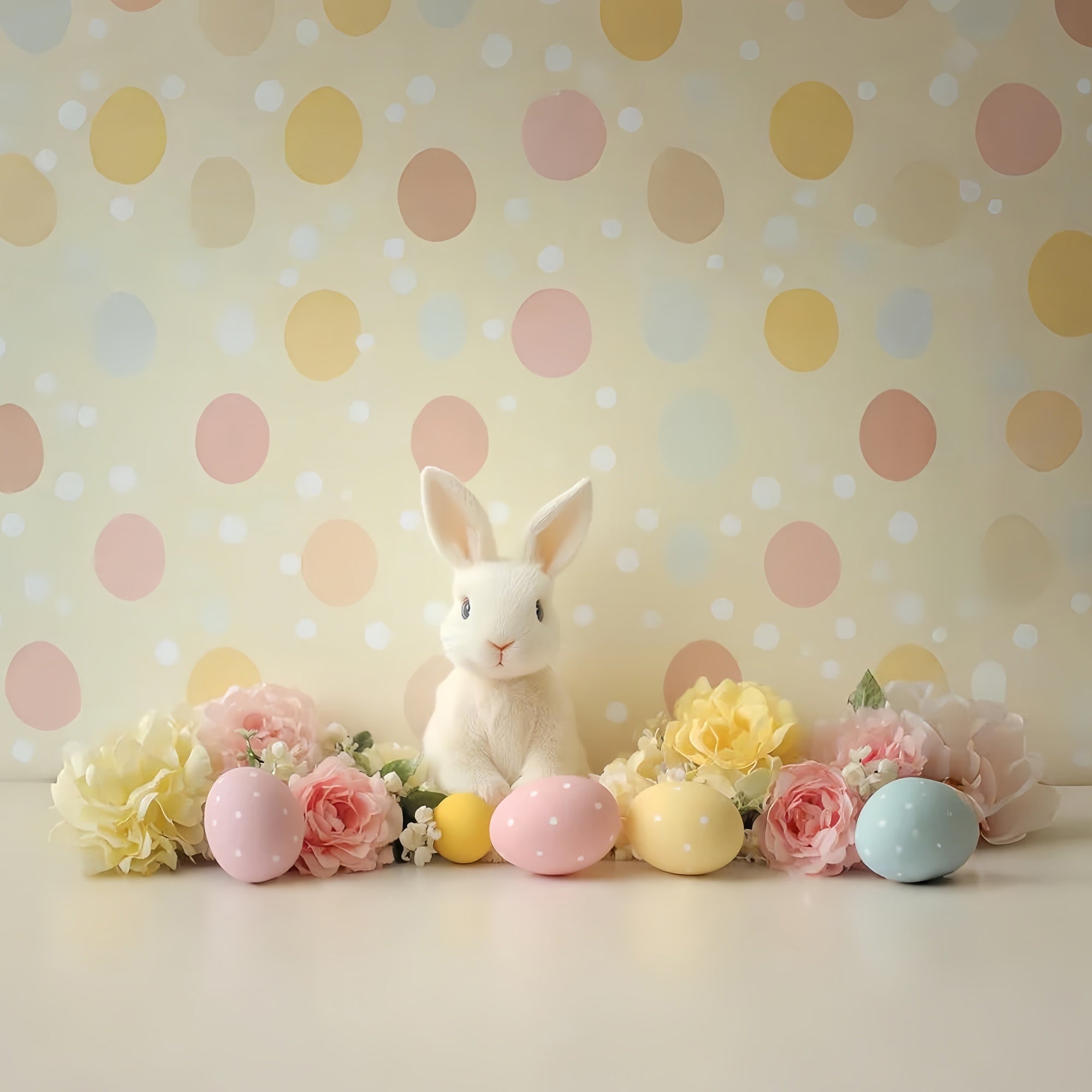 Toile de Fond Pâques Lapin Polka Dot Pastel CSH2-78