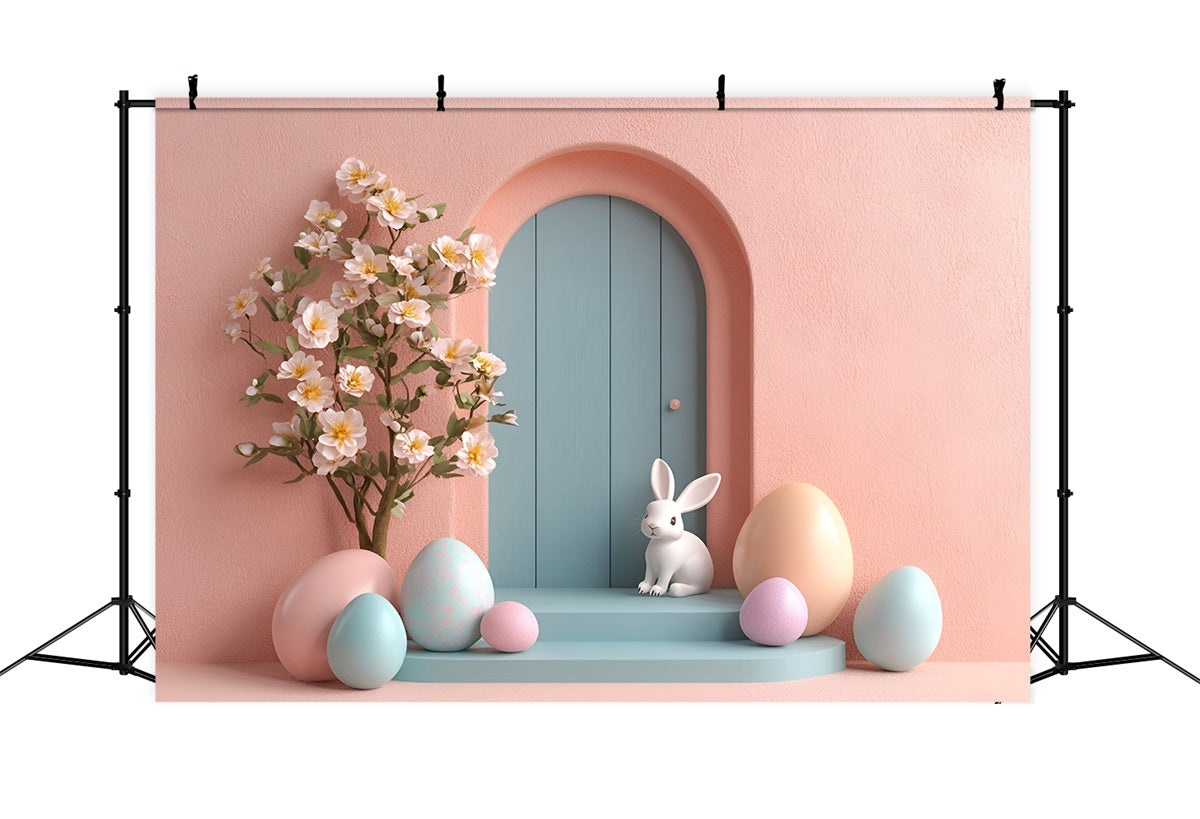 Toile de Fond Photo Pâques Porte Lapin Charme Pastel CSH2-79
