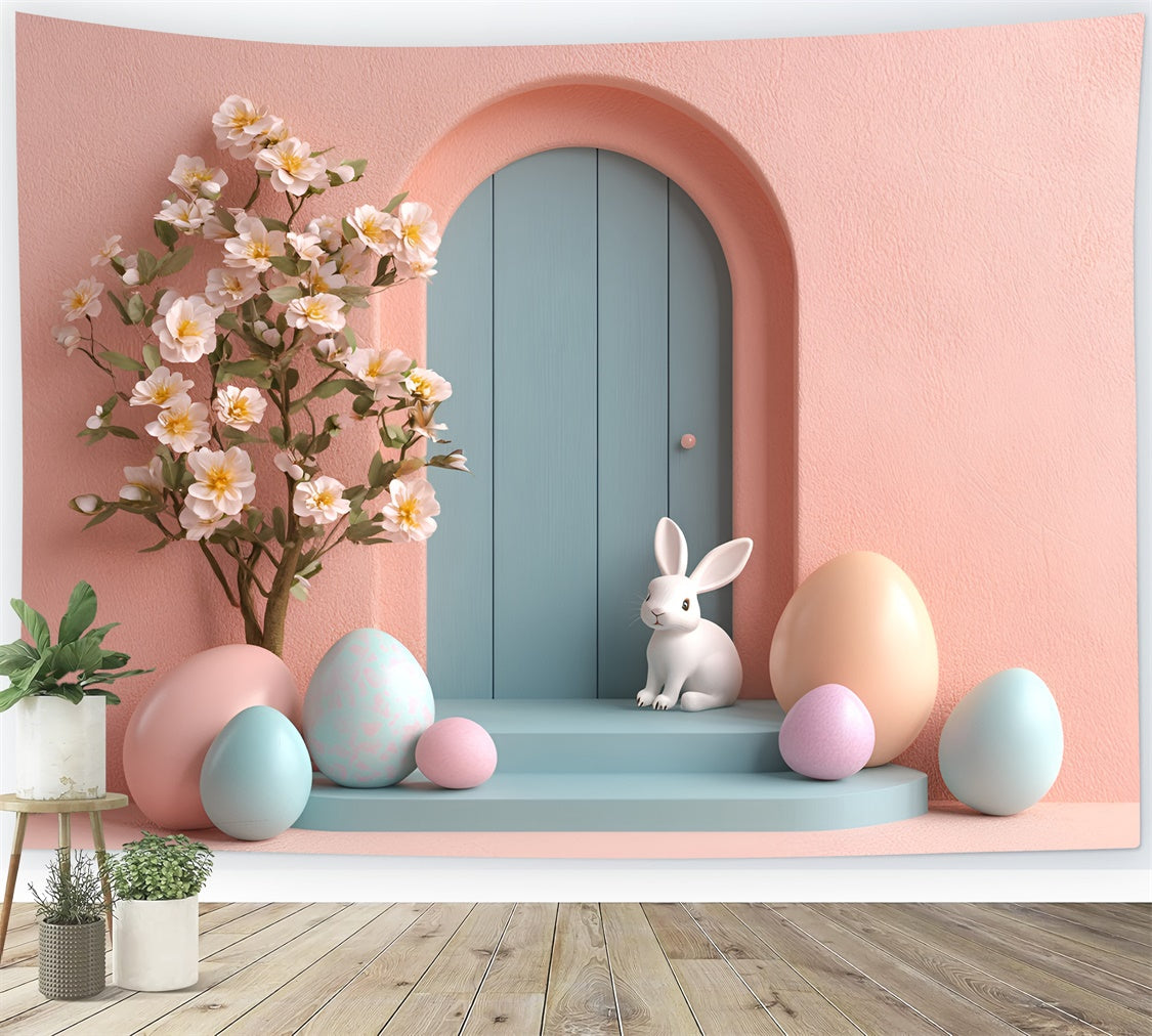 Toile de Fond Photo Pâques Porte Lapin Charme Pastel CSH2-79