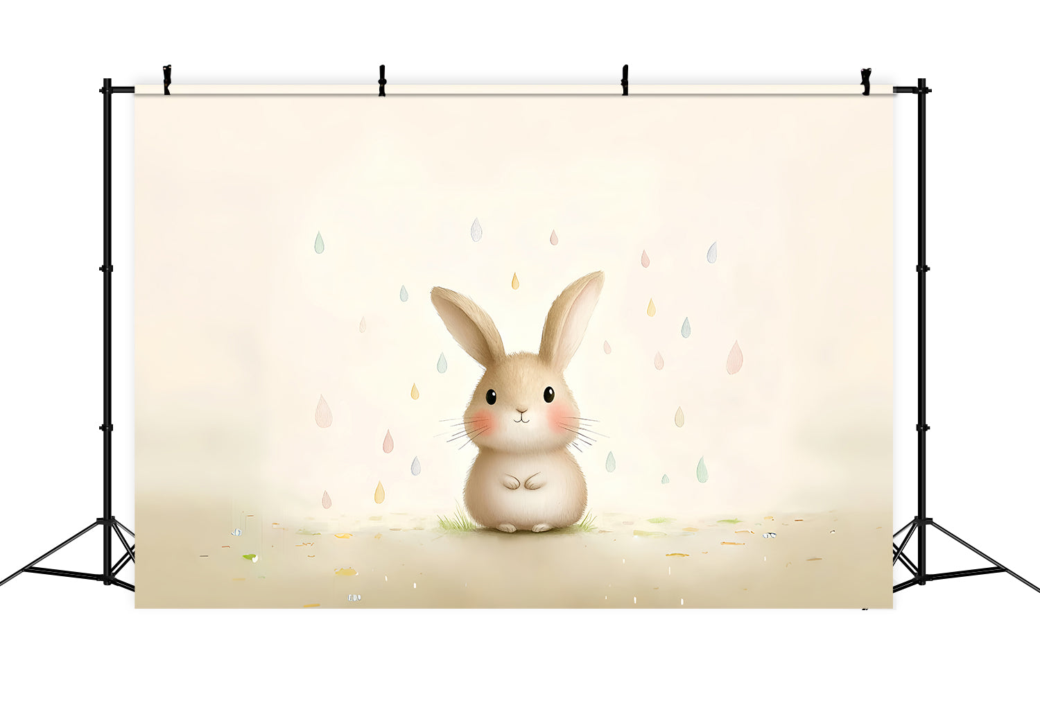 Toile de Fond Déco Pâques Lapin Gouttes de Pluie Douces CSH2-84