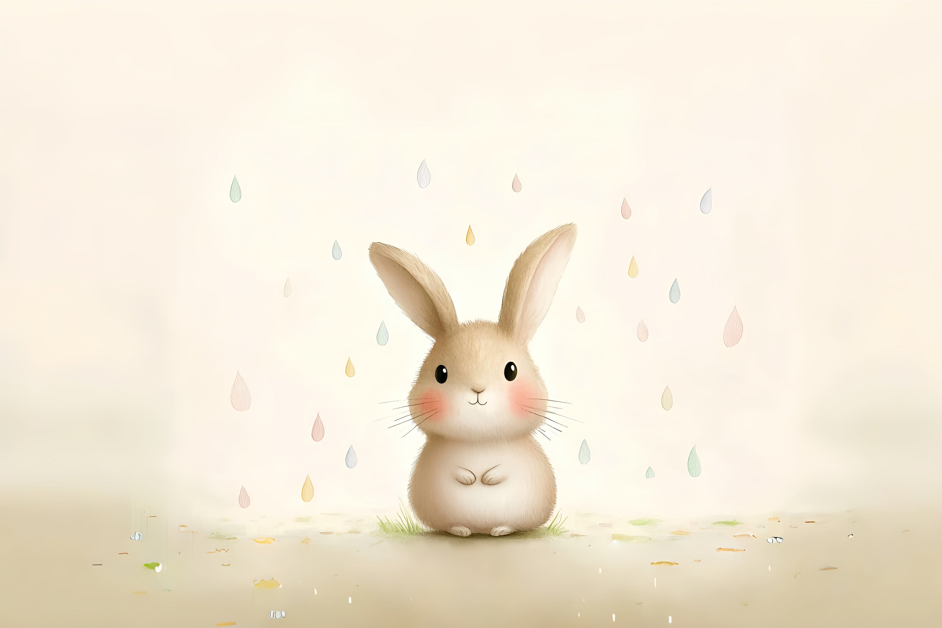 Toile de Fond Déco Pâques Lapin Gouttes de Pluie Douces CSH2-84