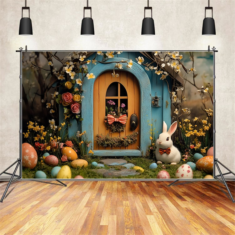 Toile de Fond Studio Photo Pâques Arc Floral Cottage Lapin CSH2-85