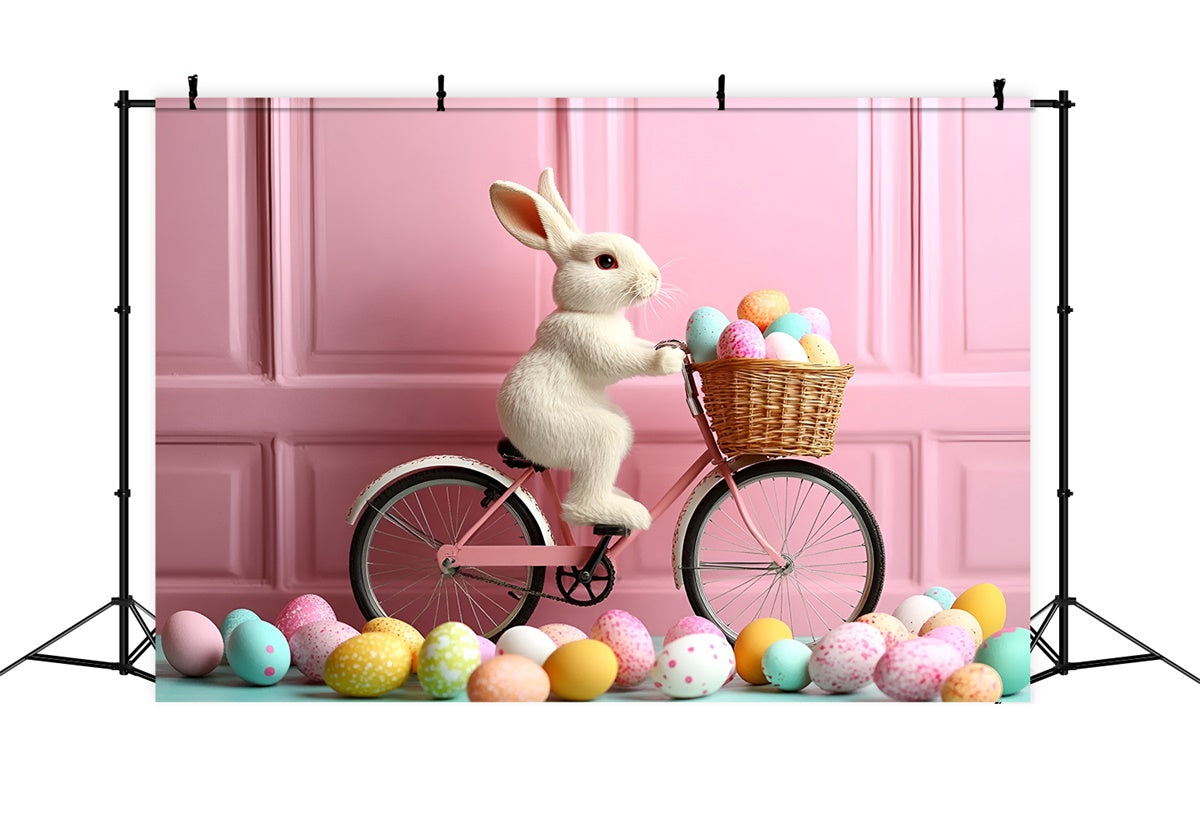 Toile de Fond Studio Photo Pâques Vélo Lapin Rose CSH2-88