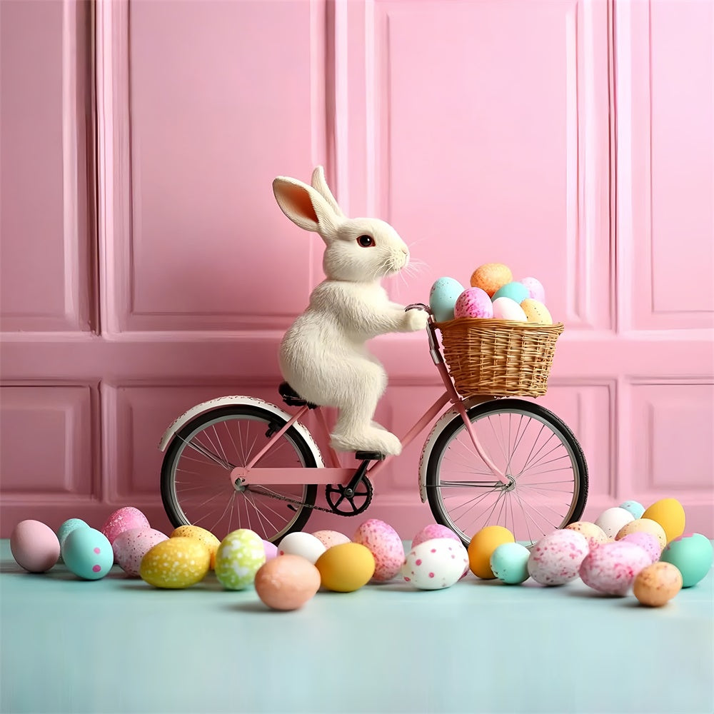 Toile de Fond Studio Photo Pâques Vélo Lapin Rose CSH2-88