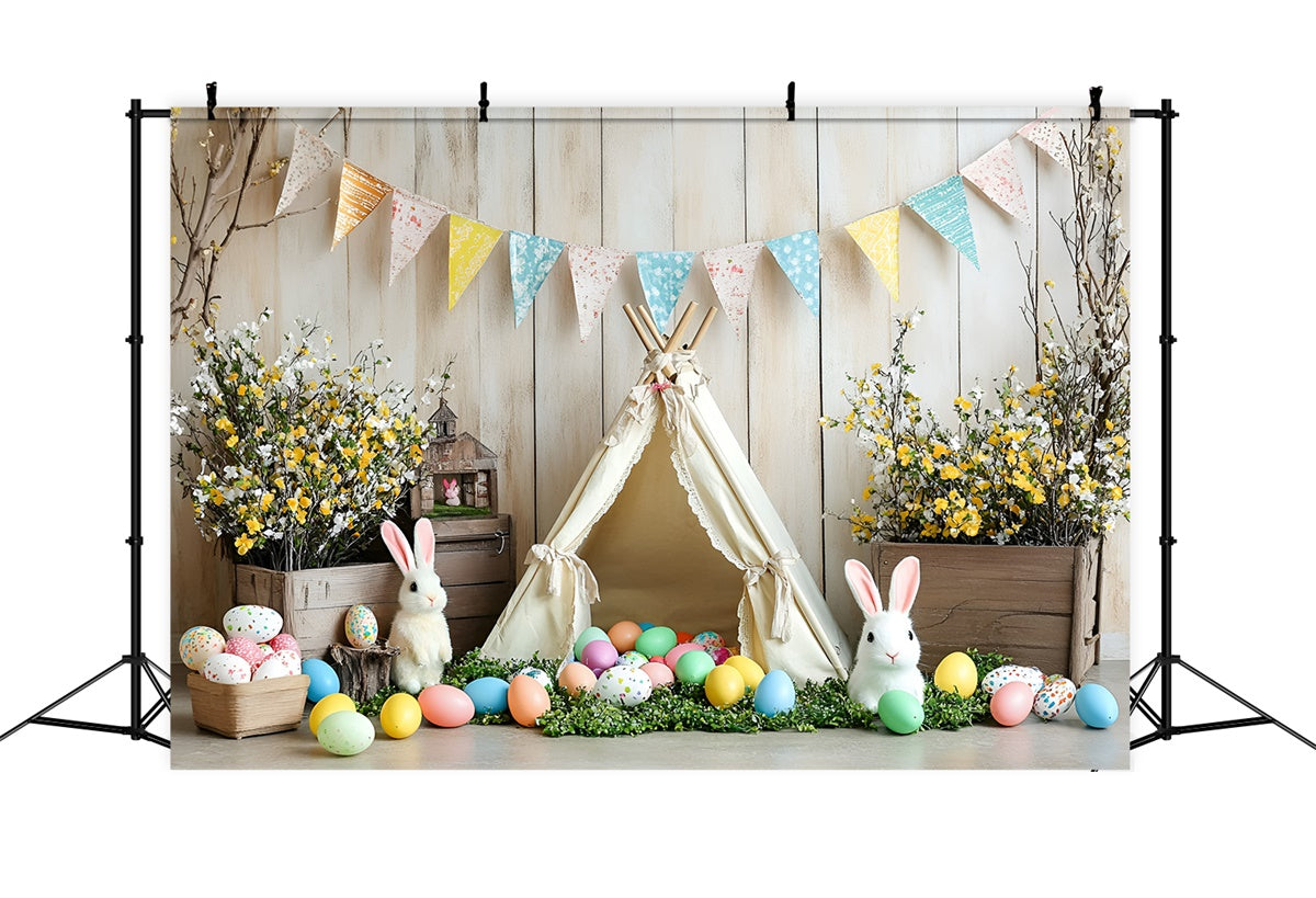Toile de Fond Déco Pâques Teepee Floral Douillet CSH2-93