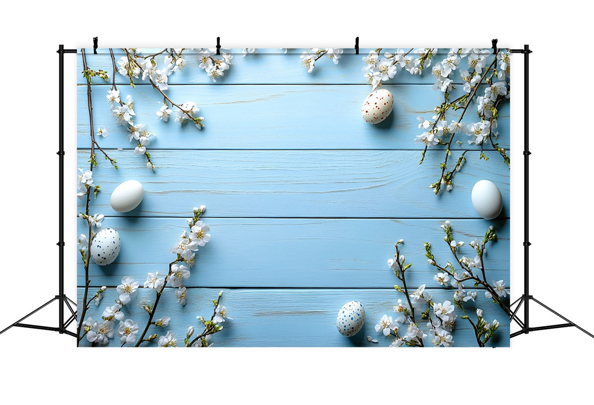 Toile de Fond Photo Pâques Fleurs Printemps Bleu Pastel CSH2-99