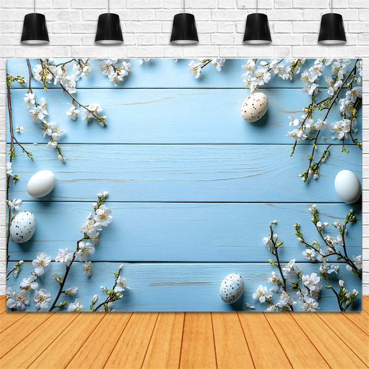 Toile de Fond Photo Pâques Fleurs Printemps Bleu Pastel CSH2-99
