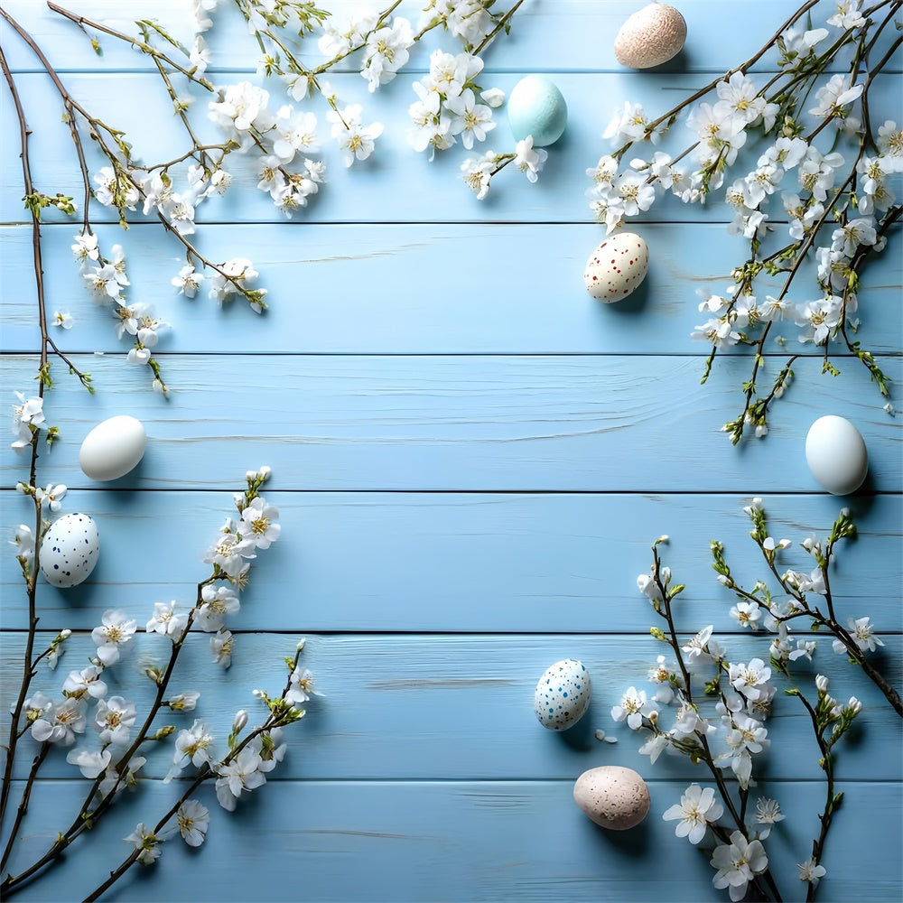 Toile de Fond Photo Pâques Fleurs Printemps Bleu Pastel CSH2-99