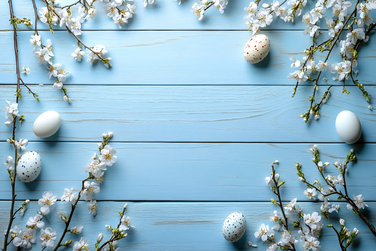 Toile de Fond Photo Pâques Fleurs Printemps Bleu Pastel CSH2-99