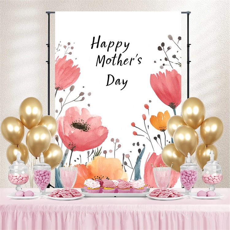Toile de fond Fête des Mères Personnalisable Champ de Fleurs Aquarelle Rustique CSH3-102