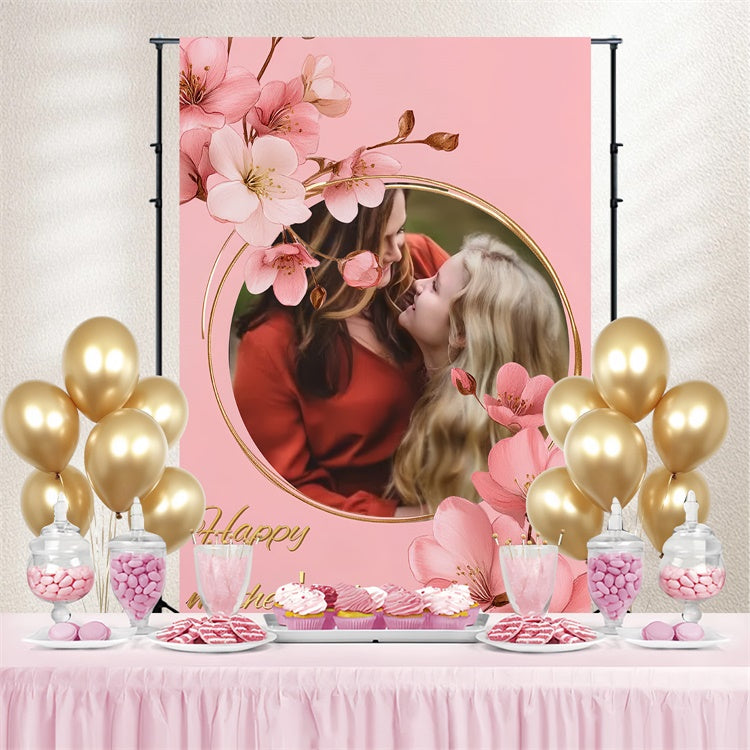 Toile de fond Fête des Mères Personnalisable Délicates Fleurs Roses CSH3-128