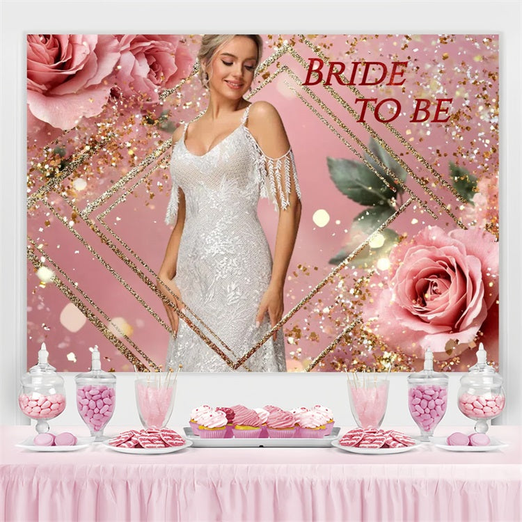Toile de fond Mariage Personnalisable Rose Scintillante Rose CSH3-278
