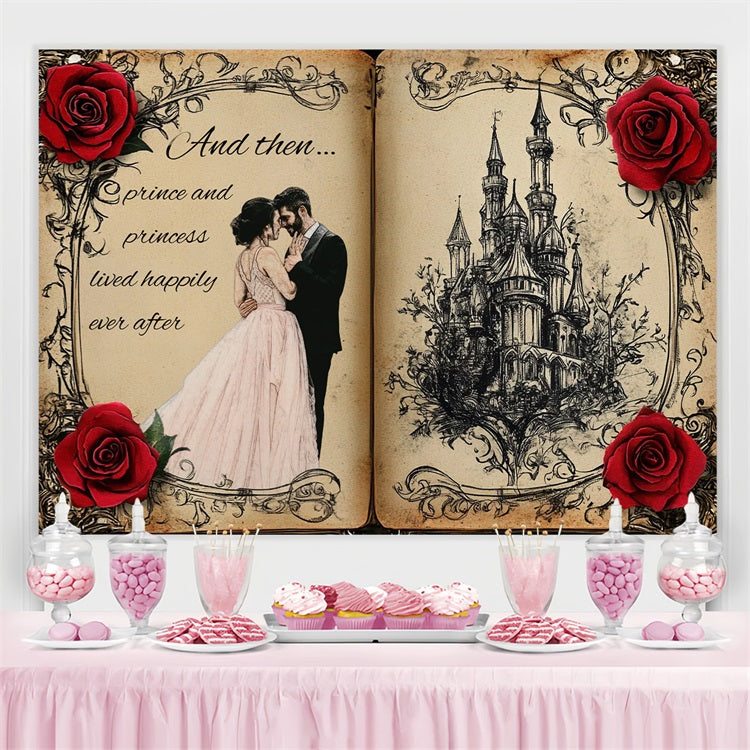 Toile de fond Mariage Personnalisable Château Enchanté Rose CSH3-279