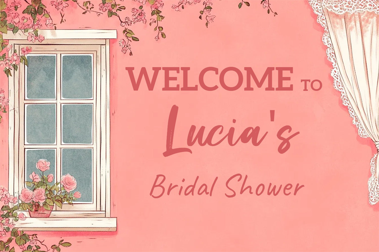 Toile de fond Bridal Shower Personnalisable Fenêtre Florale CSH3-282