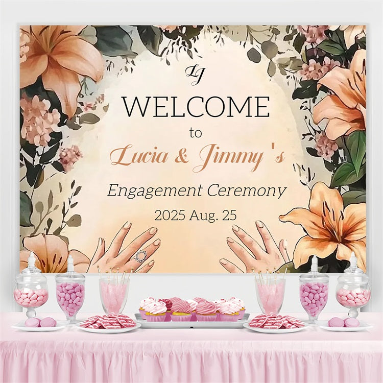 Toile de fond Mariage Personnalisable Fiançailles Florales CSH3-288