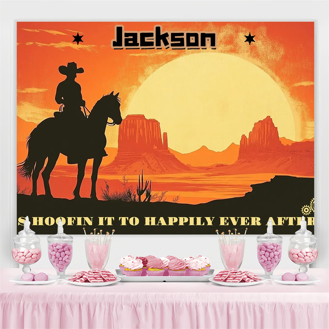 Toile de fond Mariage Personnalisable Balade Western Sauvage CSH3-299
