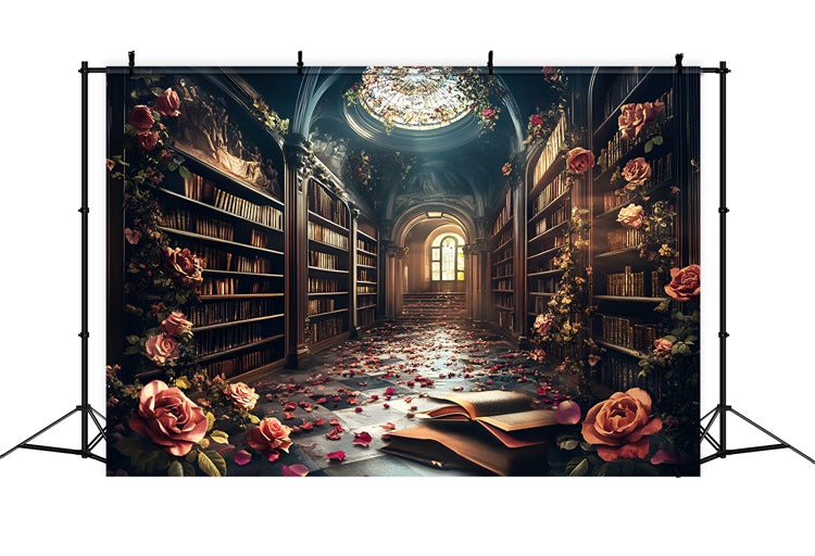 Toile de fond Photo Rentrée Scolaire Bibliothèque Rose Enchantée CSH3-3