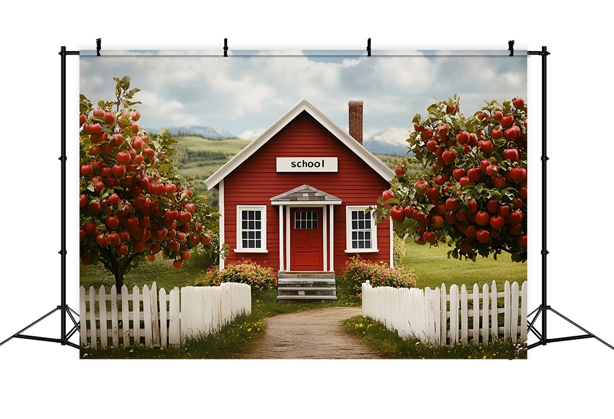 Toile de fond Photo Rentrée Scolaire Maison d'École Campagne CSH3-4