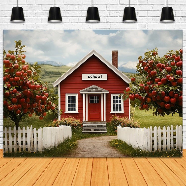 Toile de fond Photo Rentrée Scolaire Maison d'École Campagne CSH3-4