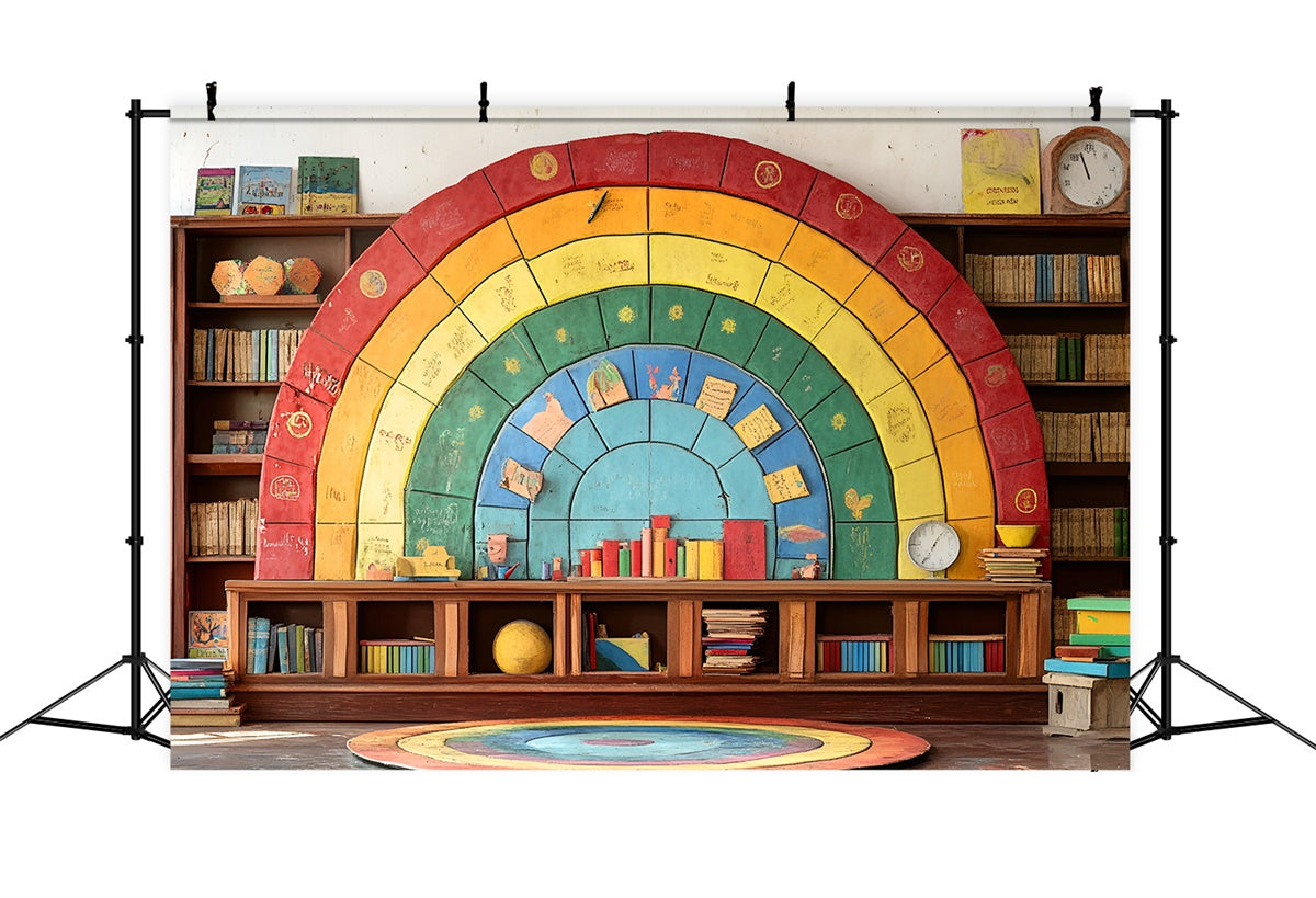 Toile de fond Rentrée Scolaire Bibliothèque Puzzle Colorée CSH3-5