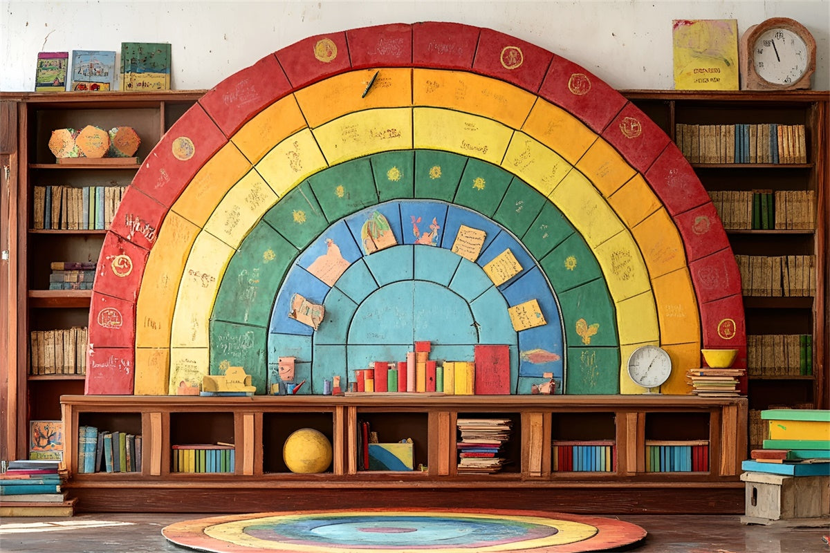 Toile de fond Rentrée Scolaire Bibliothèque Puzzle Colorée CSH3-5