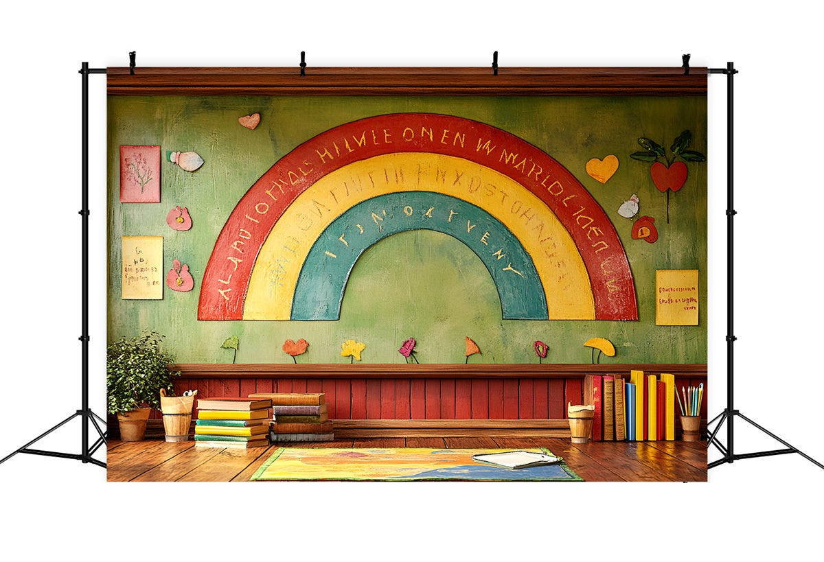 Toile de fond Rentrée Scolaire Tableau Noir Arc-en-Ciel Artisanal CSH3-6