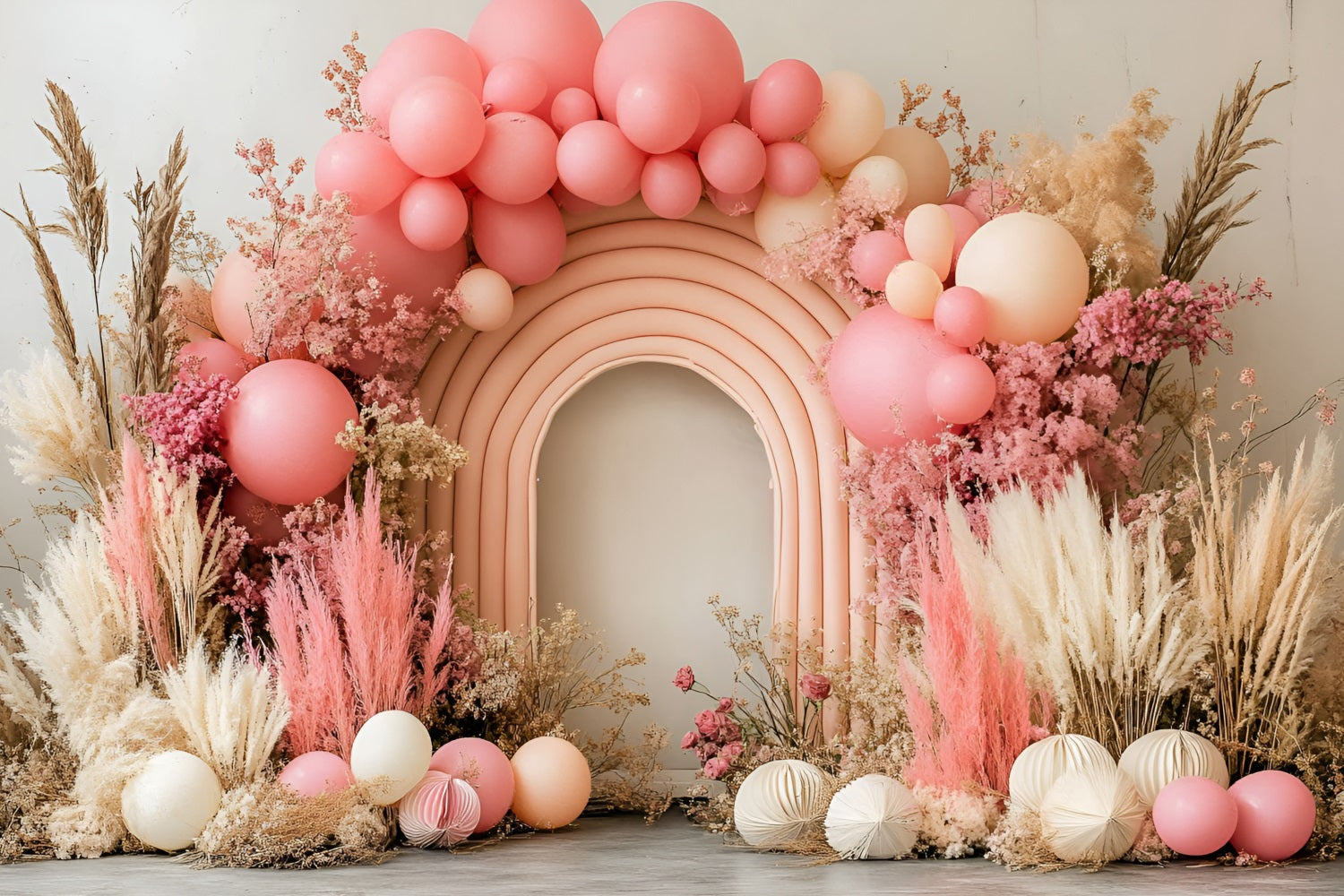 Toile de fond Bohème Arche Fleurs Séchées Ballons CSH4-124