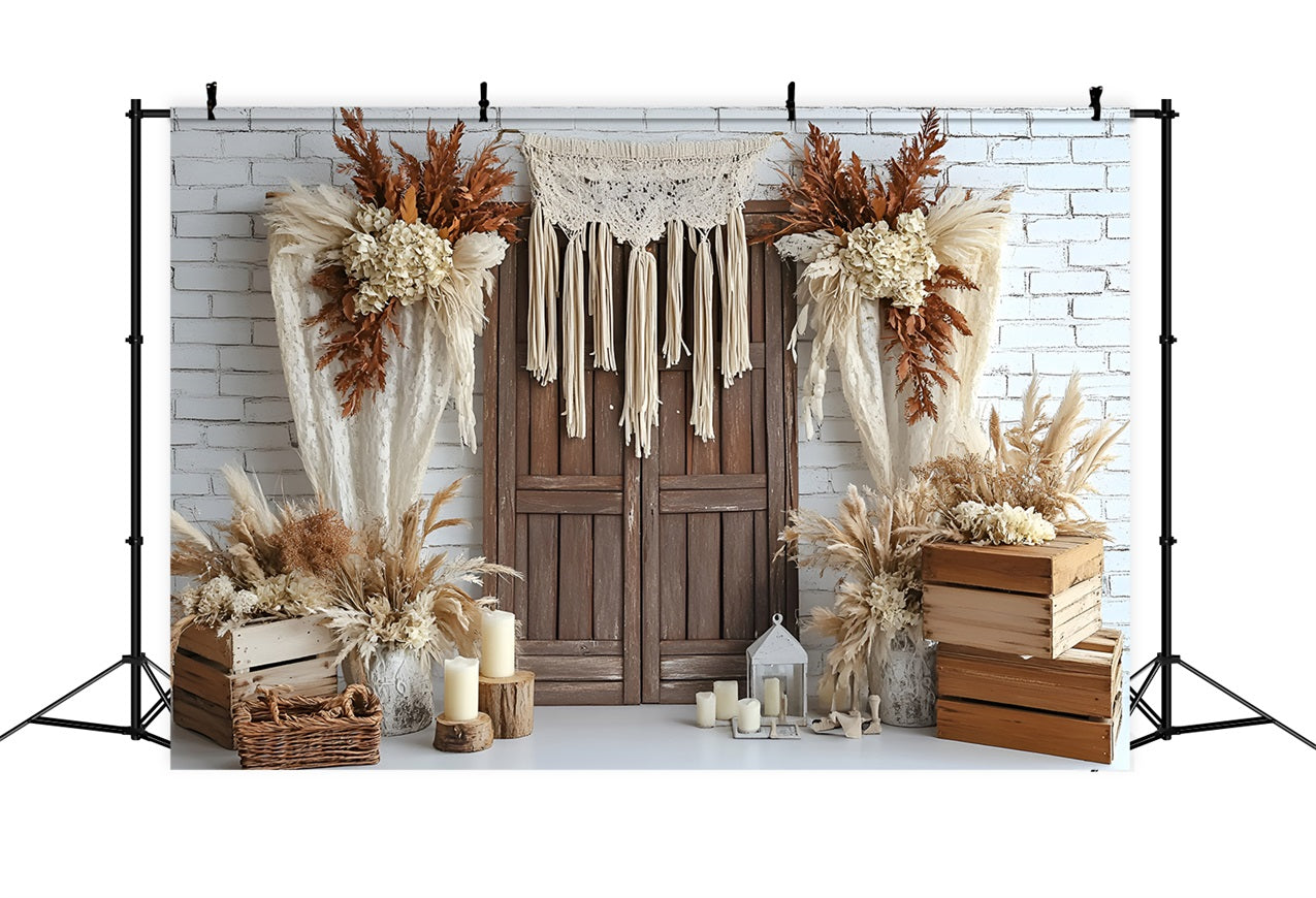 Toile de fond Bohème Idées Fleurs Séchées Porte Bois CSH4-142