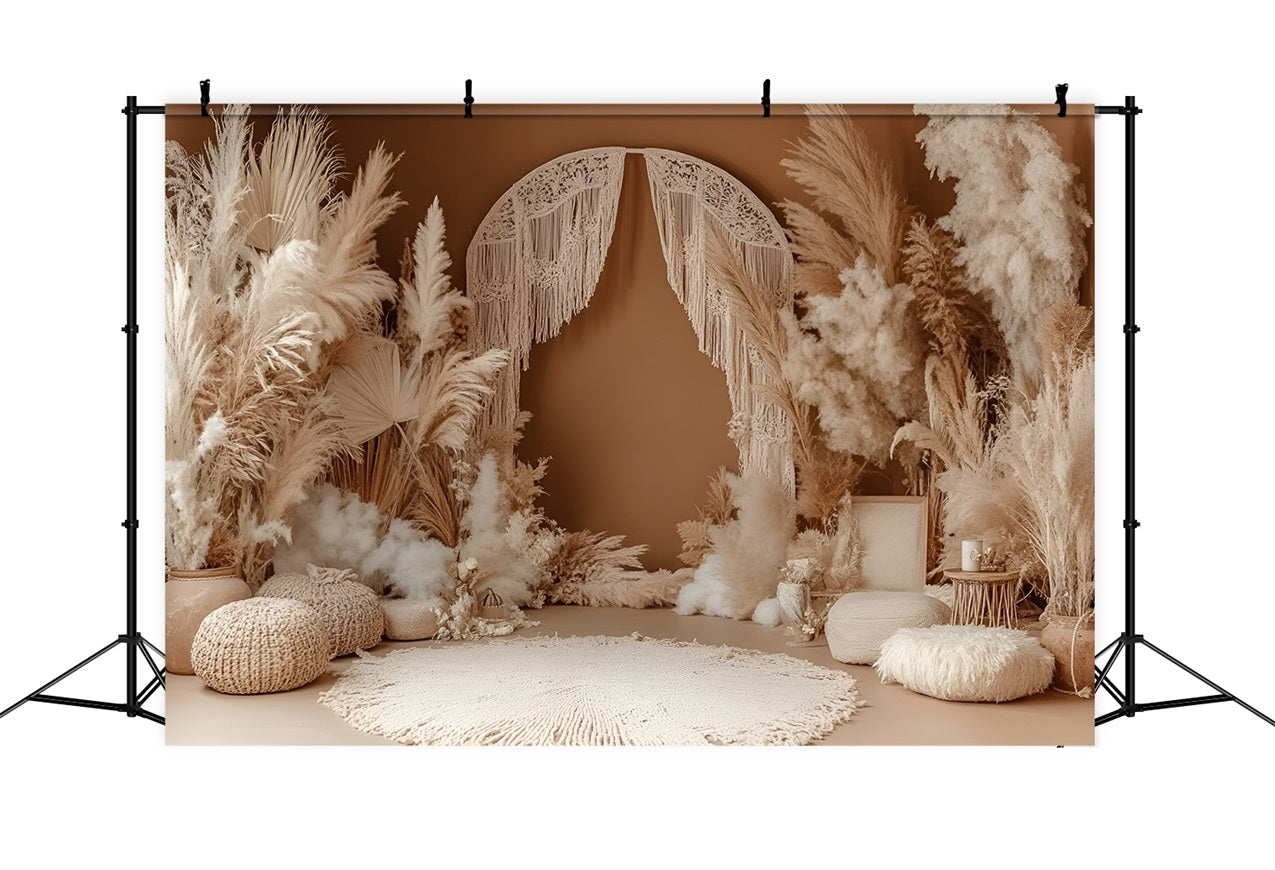 Toile de fond Photo Bohème Voilage Macramé Arche Pampa CSH4-145