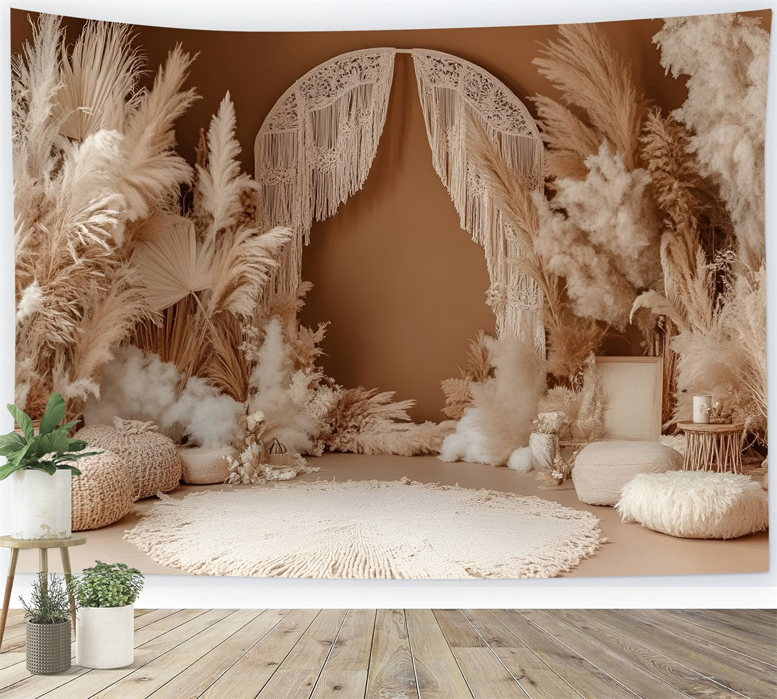 Toile de fond Photo Bohème Voilage Macramé Arche Pampa CSH4-145