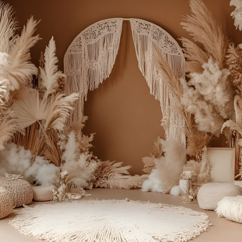 Toile de fond Photo Bohème Voilage Macramé Arche Pampa CSH4-145