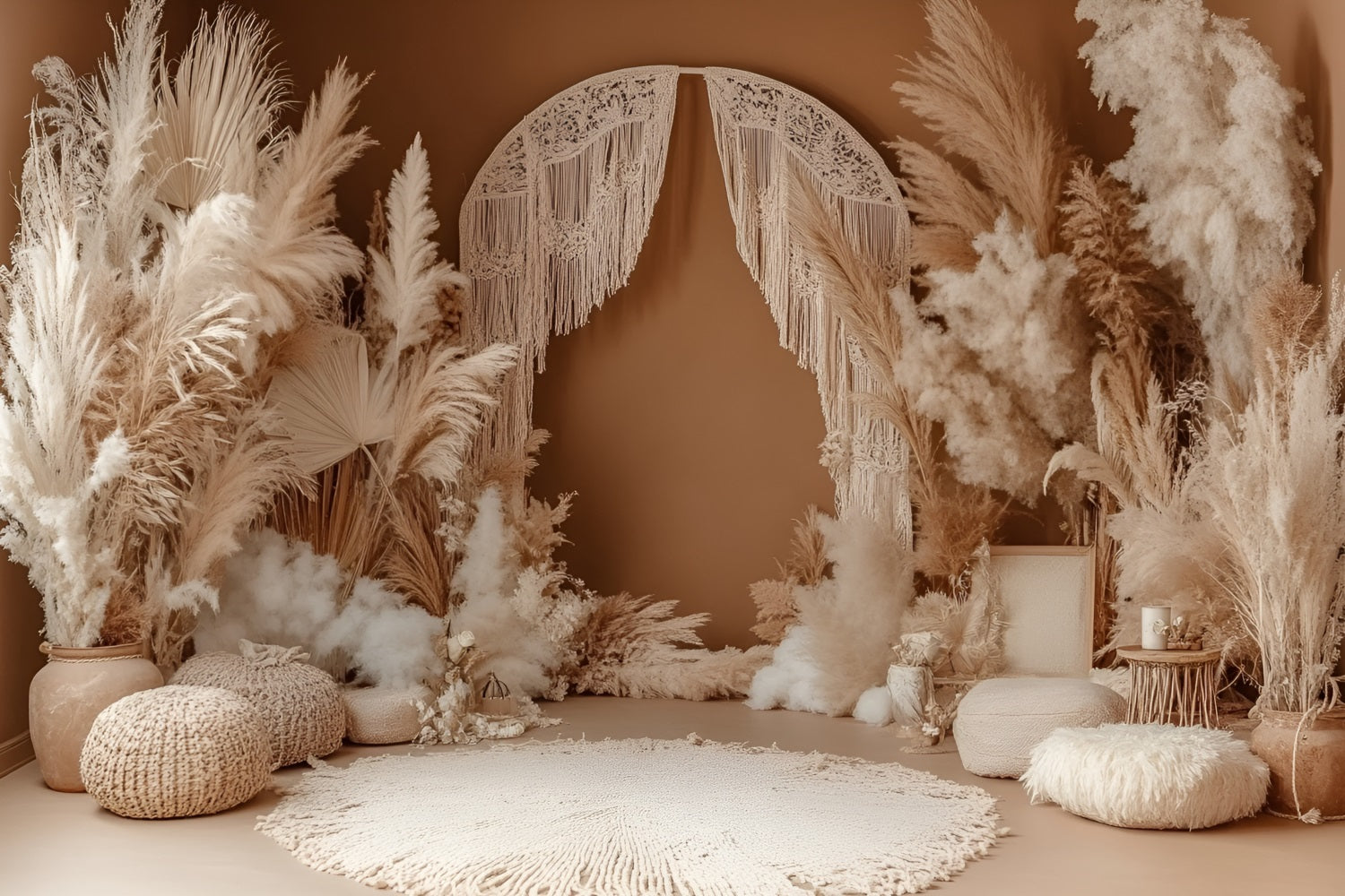 Toile de fond Photo Bohème Voilage Macramé Arche Pampa CSH4-145