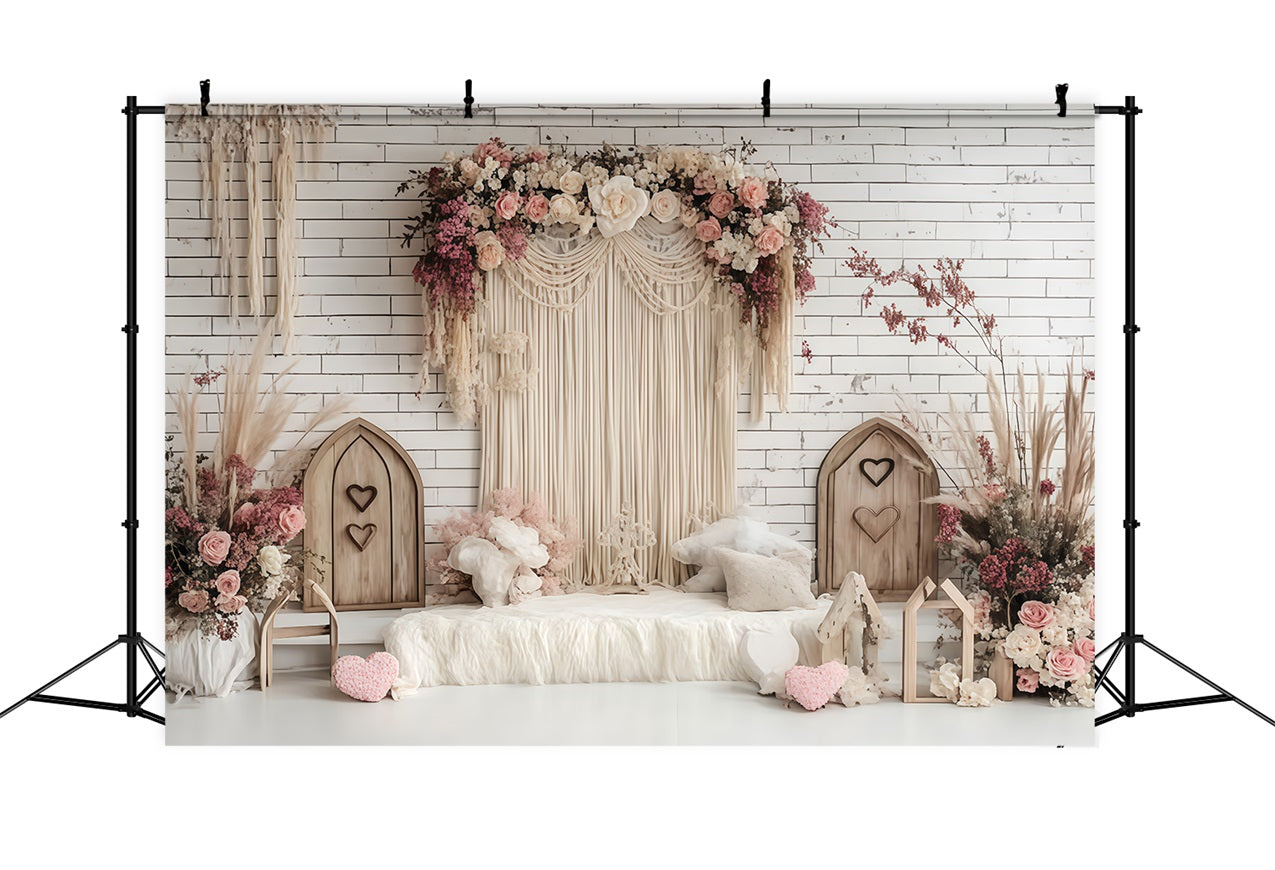 Toile de fond Bohème Idées Rideau Macramé Fleurs CSH4-147