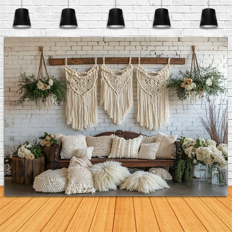 Toile de fond Bohème Idées Suspension Macramé Fleurs CSH4-152