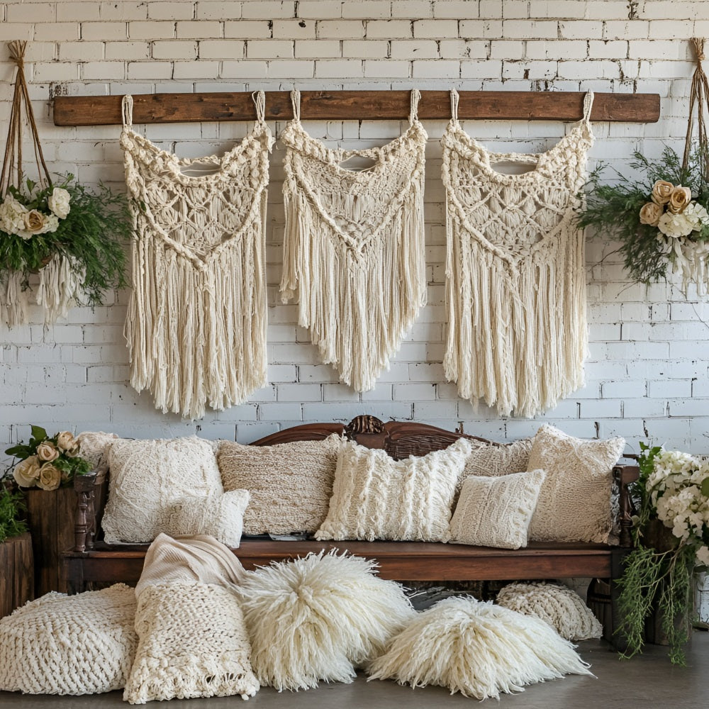 Toile de fond Bohème Idées Suspension Macramé Fleurs CSH4-152