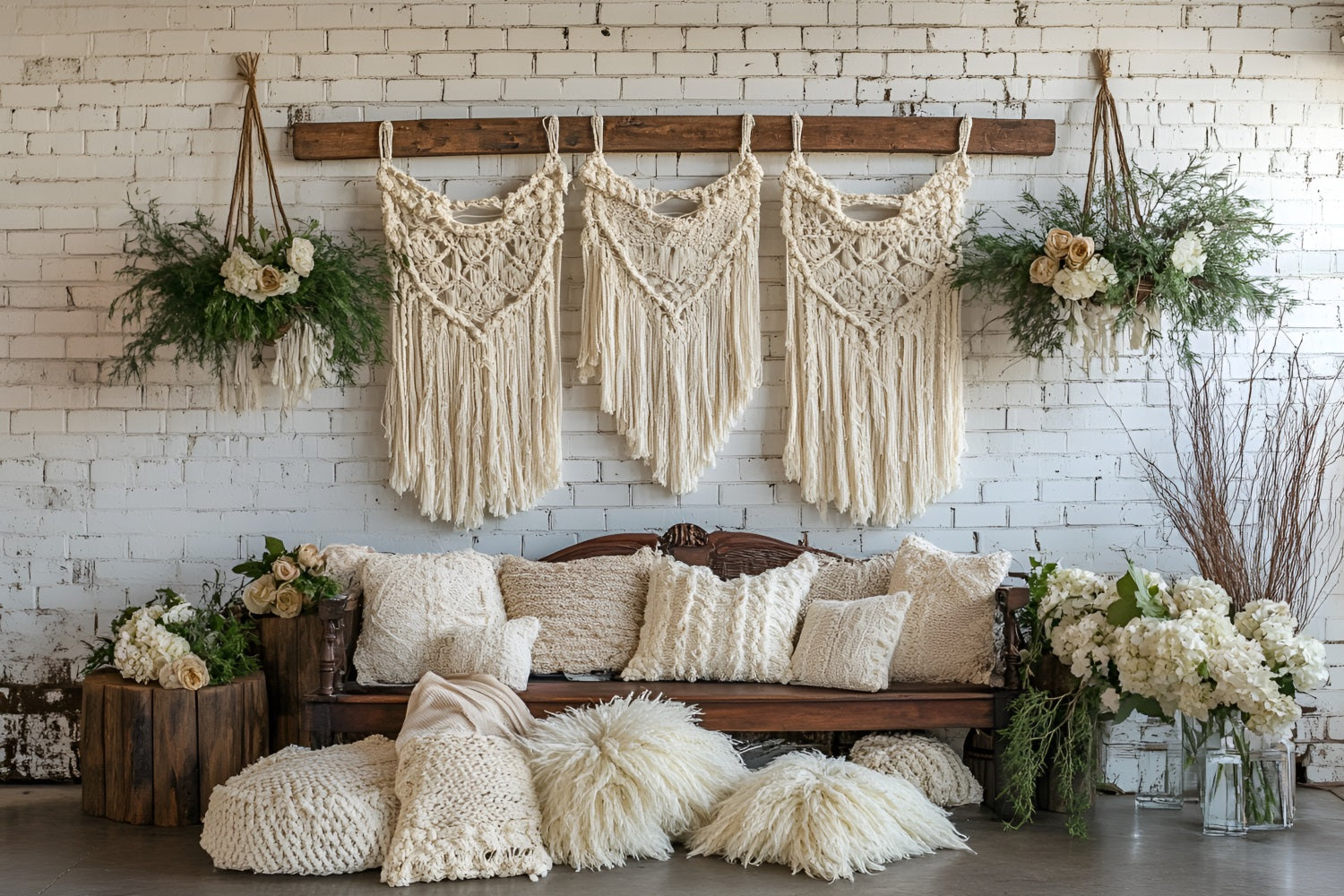 Toile de fond Bohème Idées Suspension Macramé Fleurs CSH4-152
