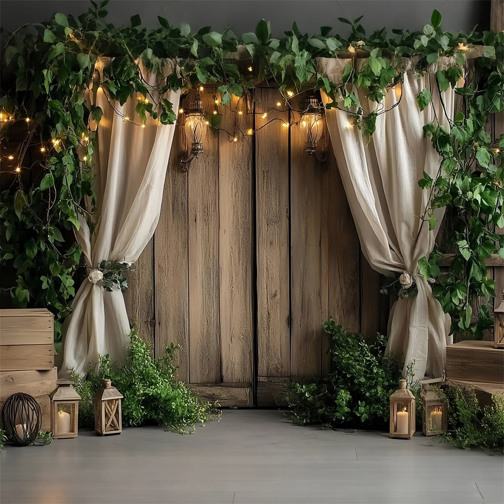 Toile de fond Porte de Grange Lierre Lanterne en Bois CSH4-207