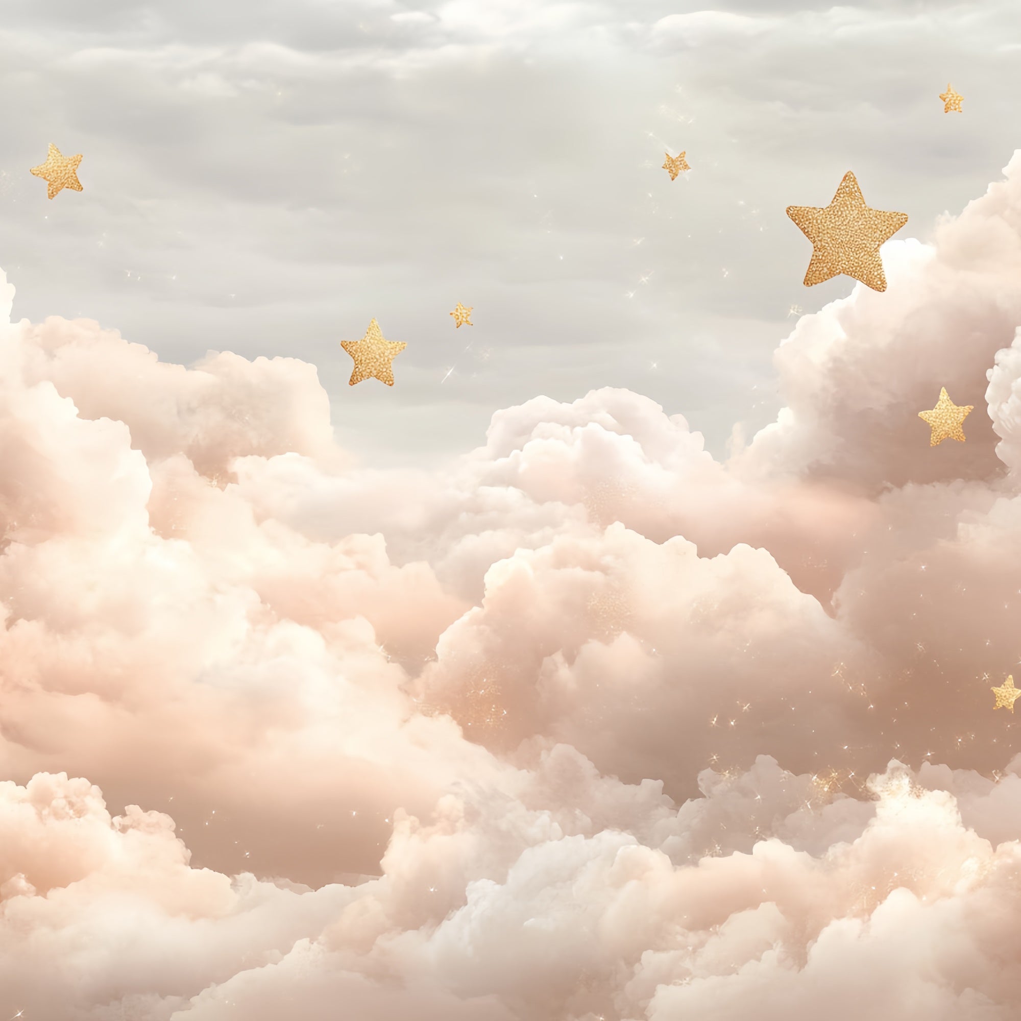 Toile de fond Nuages Rêveurs Étoiles Dorées CSH4-252