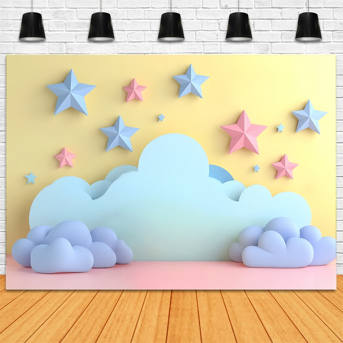 Toile de fond Nuages Doux Nuages Étoiles Dessin Animé CSH4-257