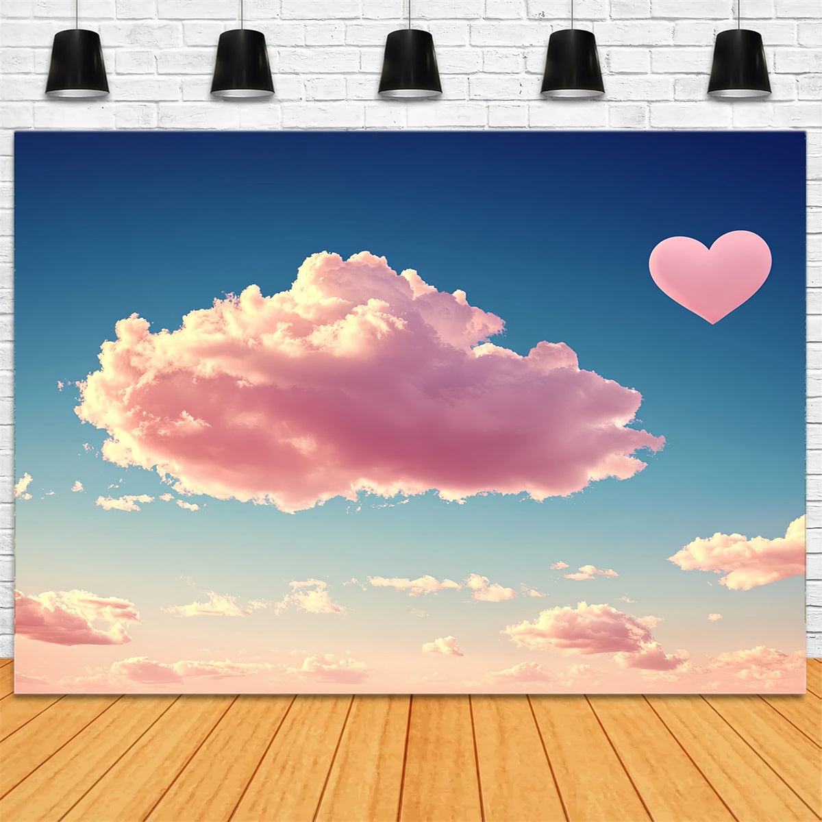 Toile de fond Nuages Roses Nuages Romantiques Cœur Rose CSH4-265