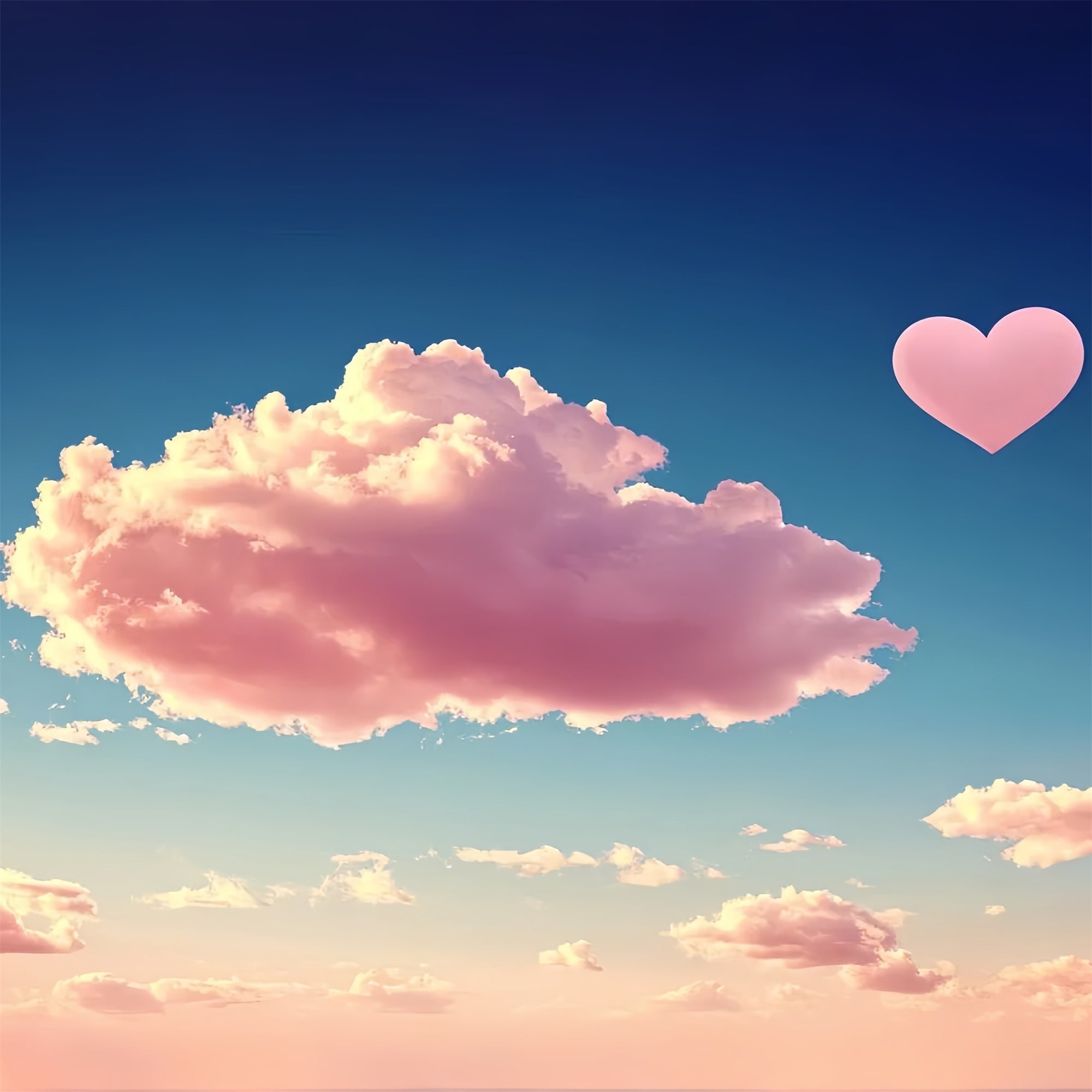 Toile de fond Nuages Roses Nuages Romantiques Cœur Rose CSH4-265