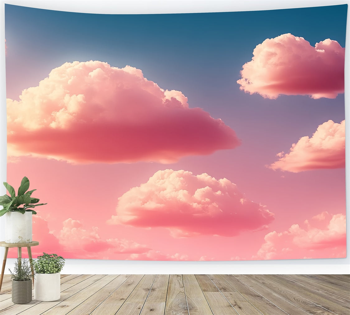 Toile de fond Nuages Fluffys Ciel Rosé CSH4-266