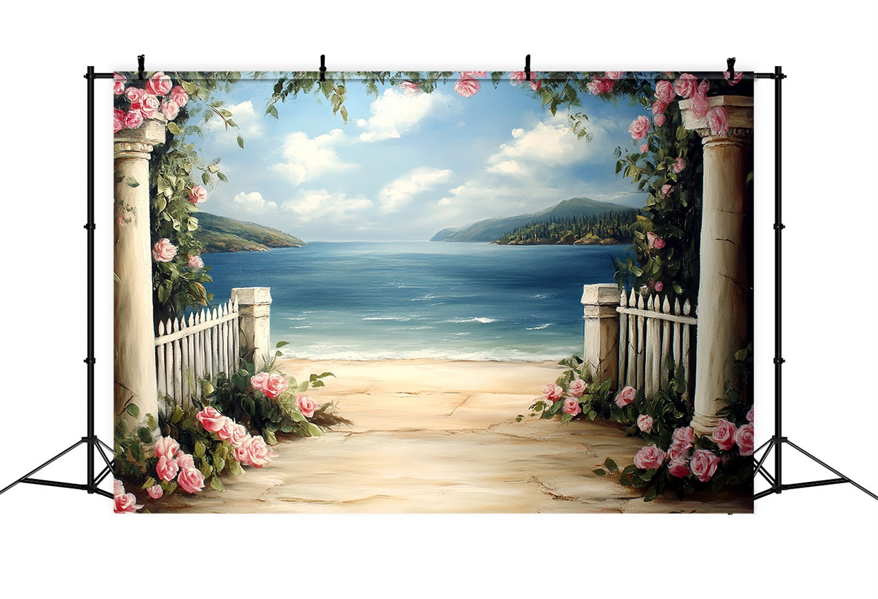 Toile de fond Vintage Pour Photographie Jardin Côtière Colonnes CSH4-271