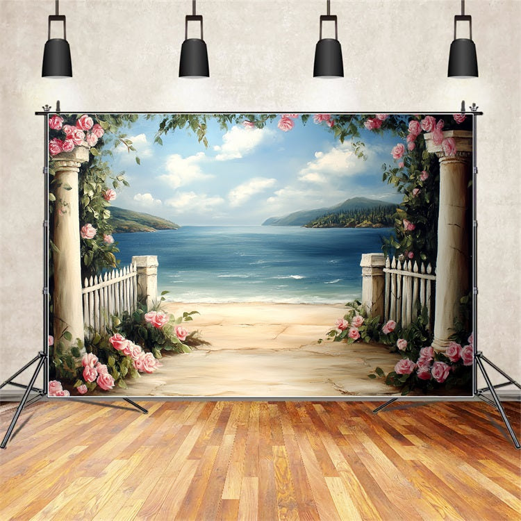 Toile de fond Vintage Pour Photographie Jardin Côtière Colonnes CSH4-271